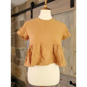 L.A. Hearts Pacsu Short Sleeve Brown Halter Top Linen/Rayon Size S